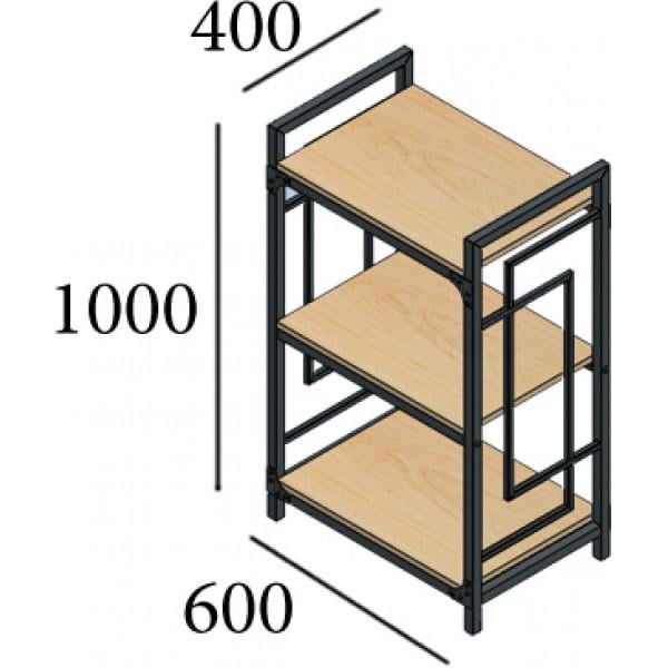 Стеллаж Металл-Дизайн Квадро 3 полки Черный Бархат/Аляска (48024)