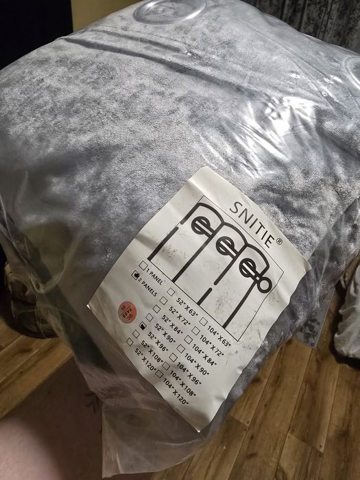 Aksamitne Zasłony Popielate na przelotkach zestaw  132.08 x 243.84