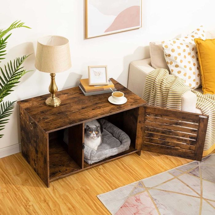 Mesa de apoio e casota para gato para cama ou esconder a caixa areia