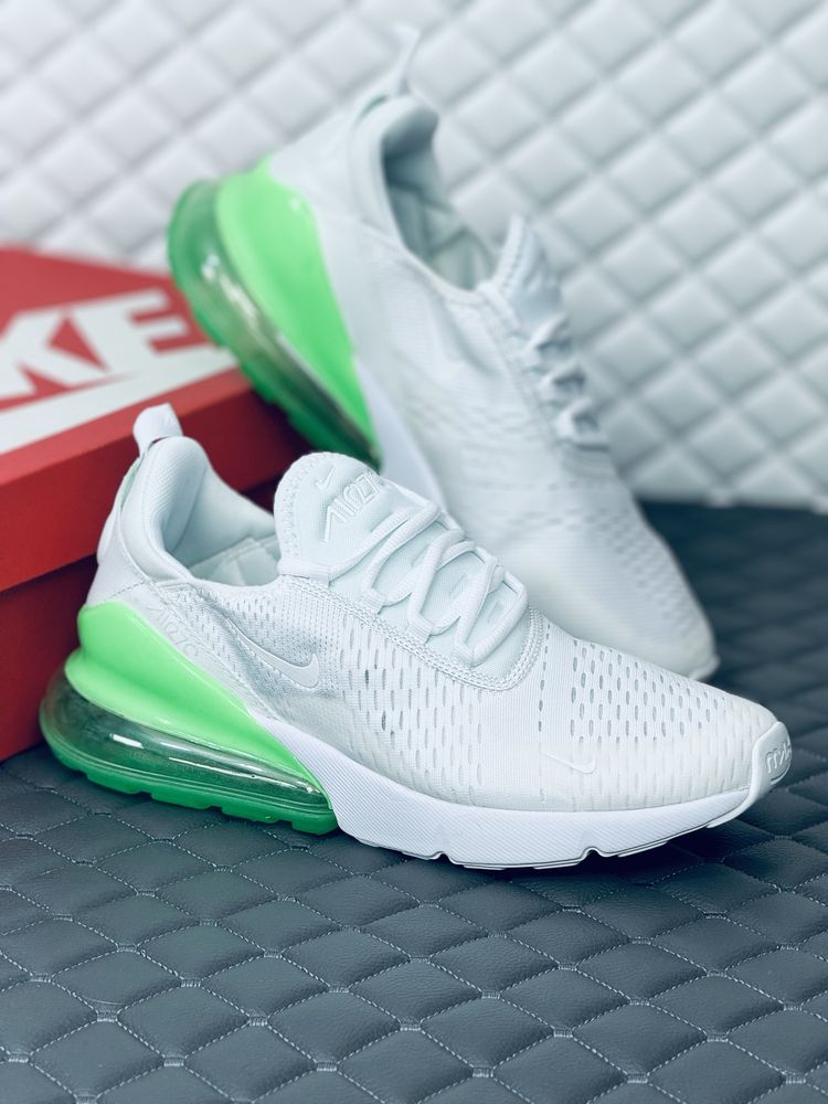 Nike air Max 270 white-green кроссовки мужские Найк 270 белые