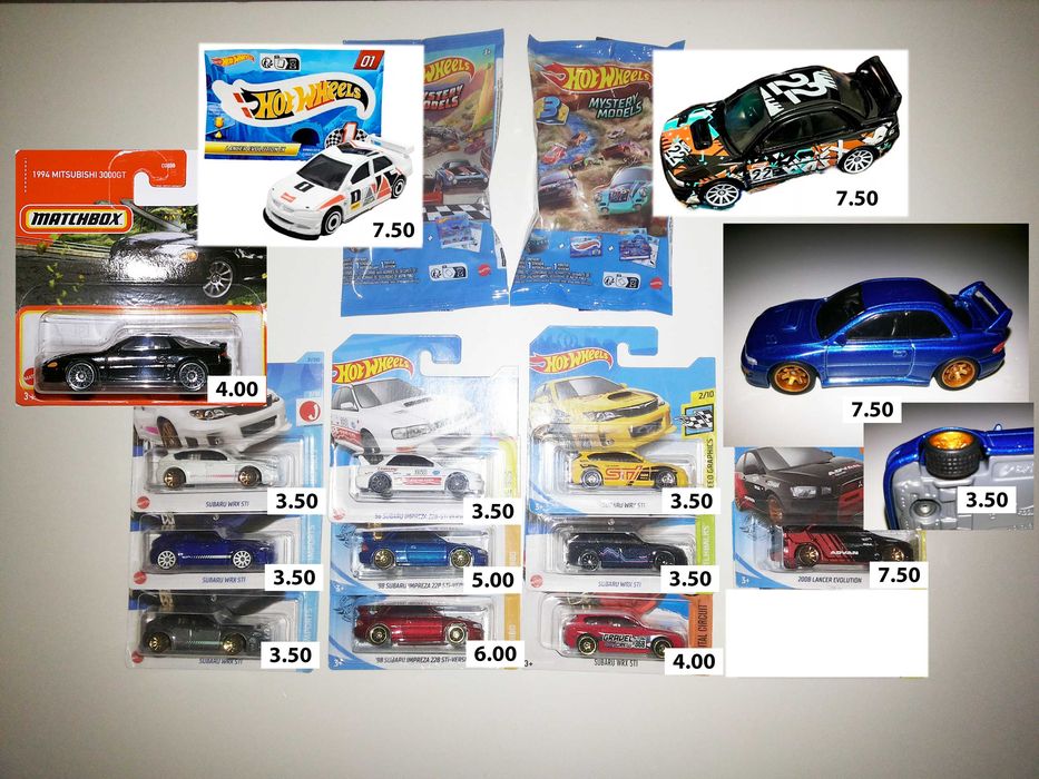 Subaru e Mitsubishi - Hot Wheels - Matchbox - Carros Coleção 1/64