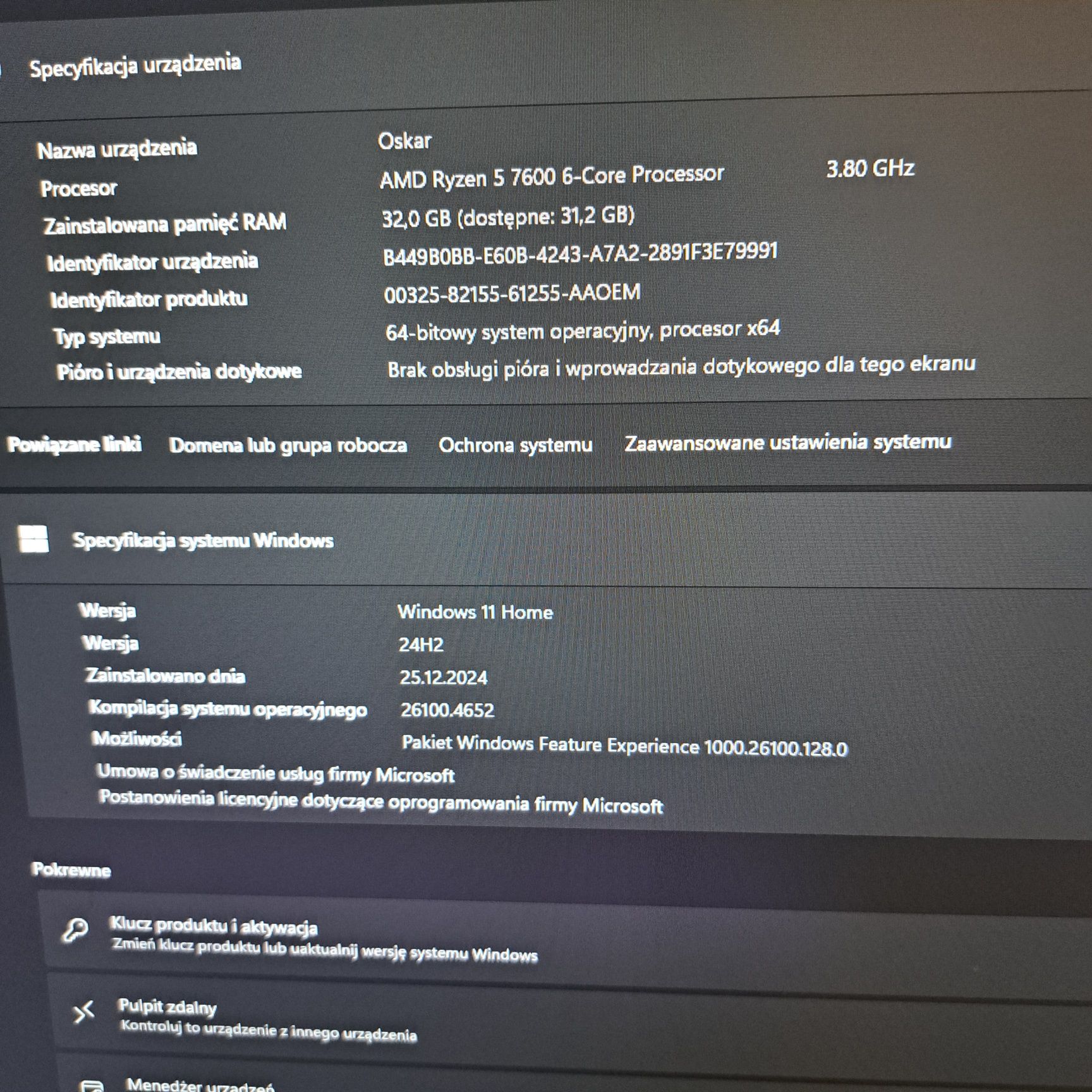 Komputer gameingowy rtx 4060 Ryzen5 7600 ddr5 32gb dysk 1T 700Wat