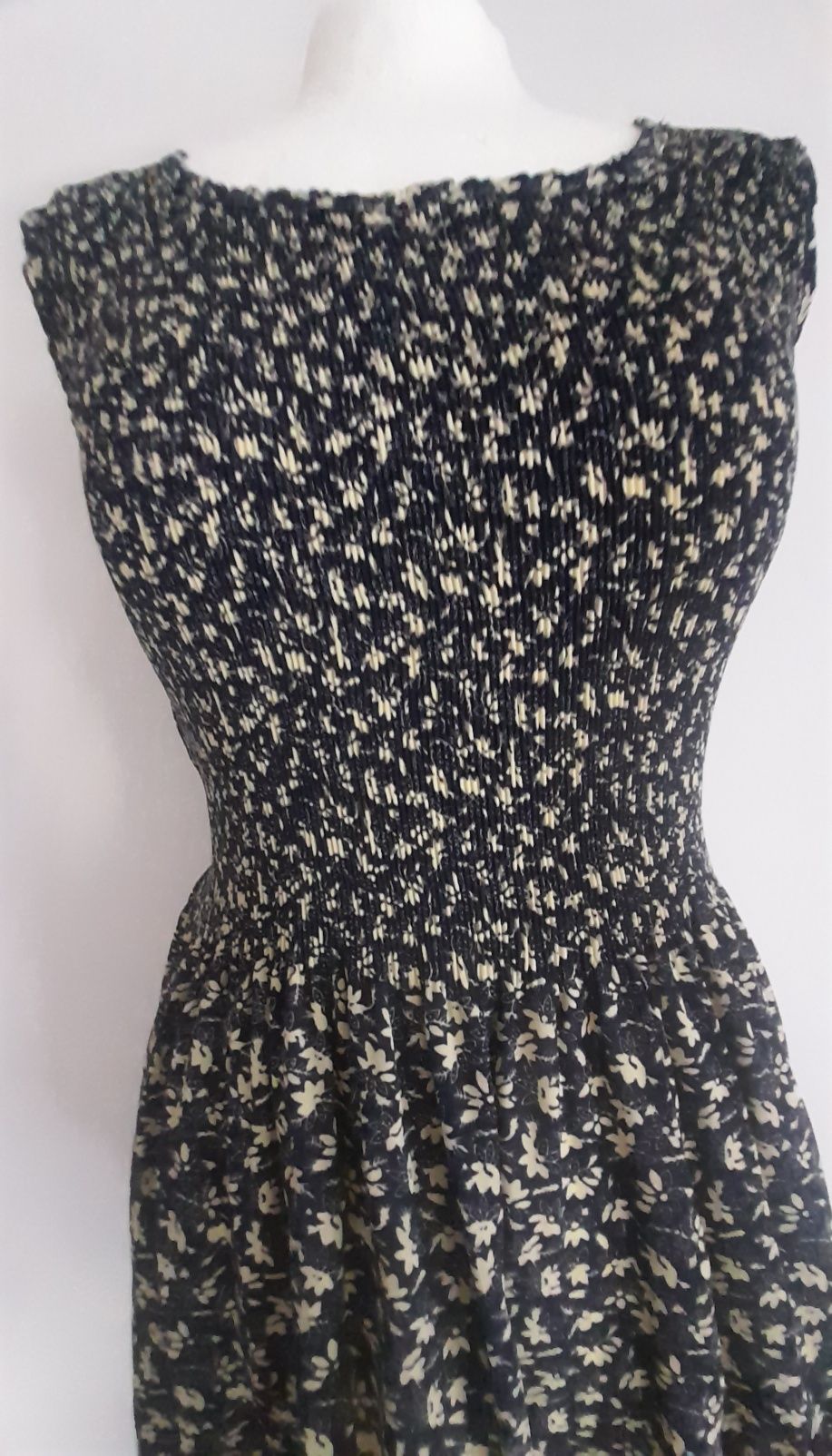OKAZJA sukienka mini tunika kwiatuszki retro 34 36 XS s vintage lato