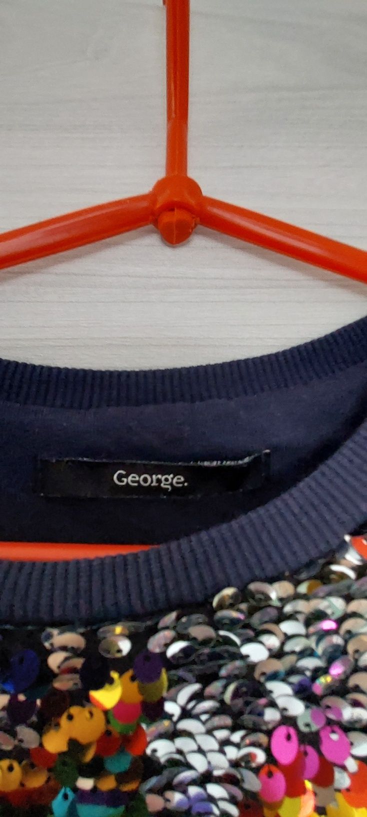 Bluza dresowa george elegancka w cekiny cwieki granat 146-152