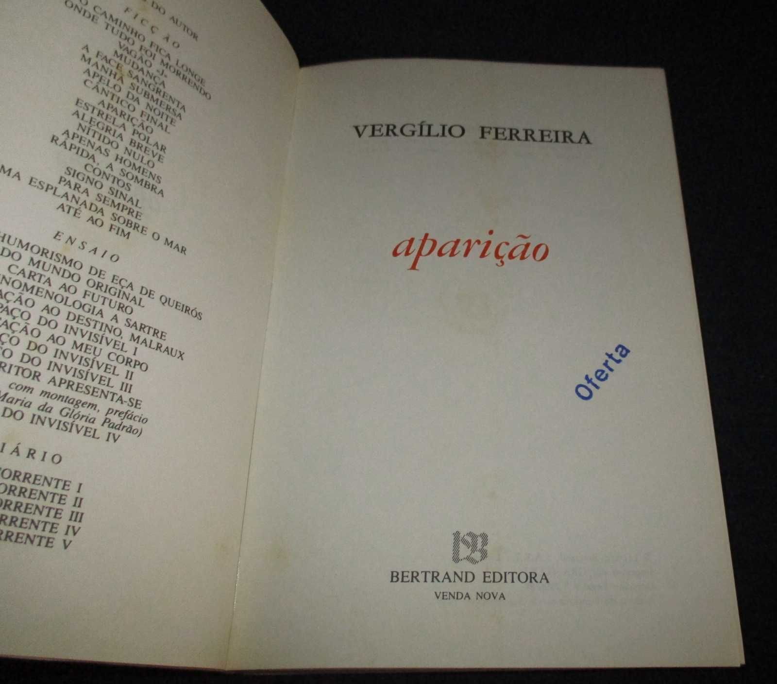 Livro Aparição Vergílio Ferreira Bertrand