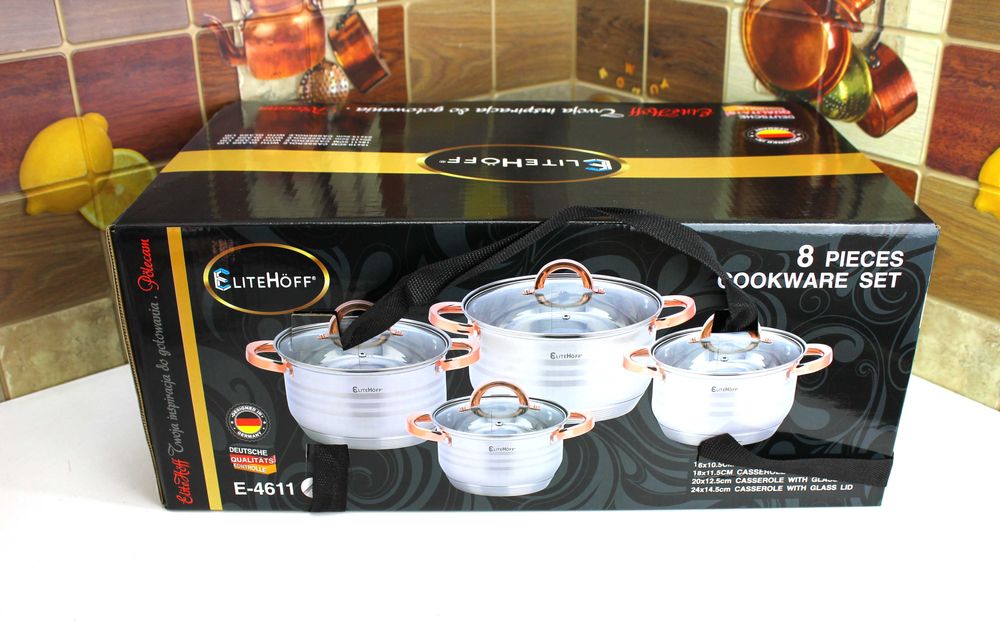 Zestaw Garnków z miedzianymi Uchwytami EliteHoff E-4611