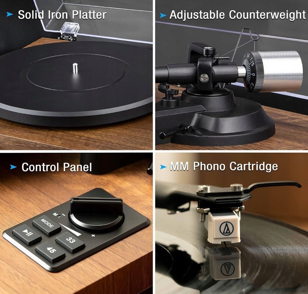 Gramofon 1By One igła audio technika z wkładem magnetycznym głosniki