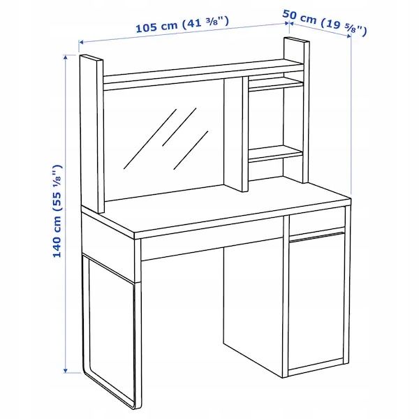 IKEA MICKE Biurko z nadstawką biały 105x50 cm