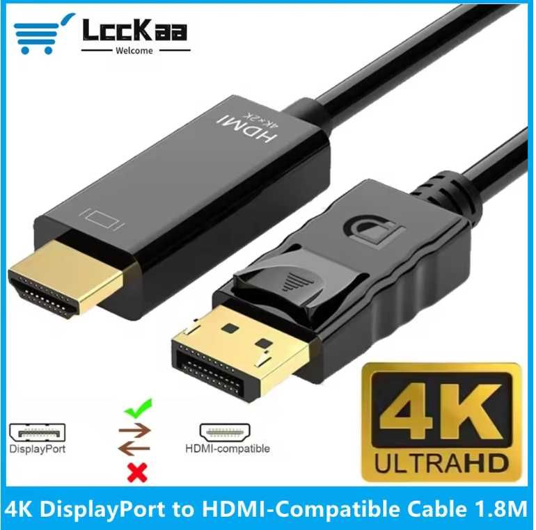 1.8m displayport para hdmi-cabo compatível 4k