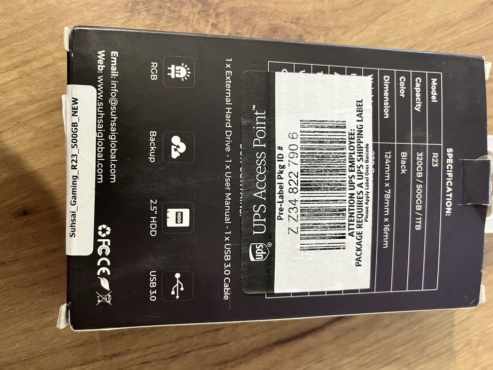 Зовнішній накопичувач SUHSAI r23 500mb