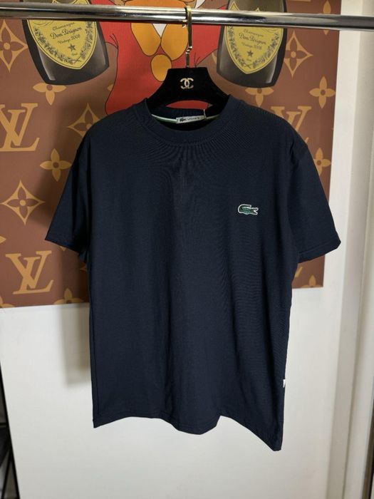 LACOSTE 2025 PREMIUM Мужская футболка темно-синяя Лакоста хлопок 100%
