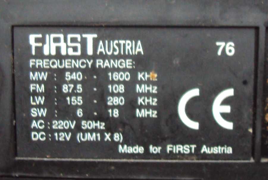 магнитола FIRST 76 Austria