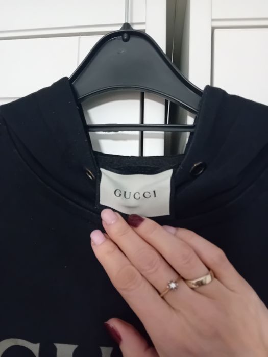 #Gucci bluza czarna kaptur i różowa