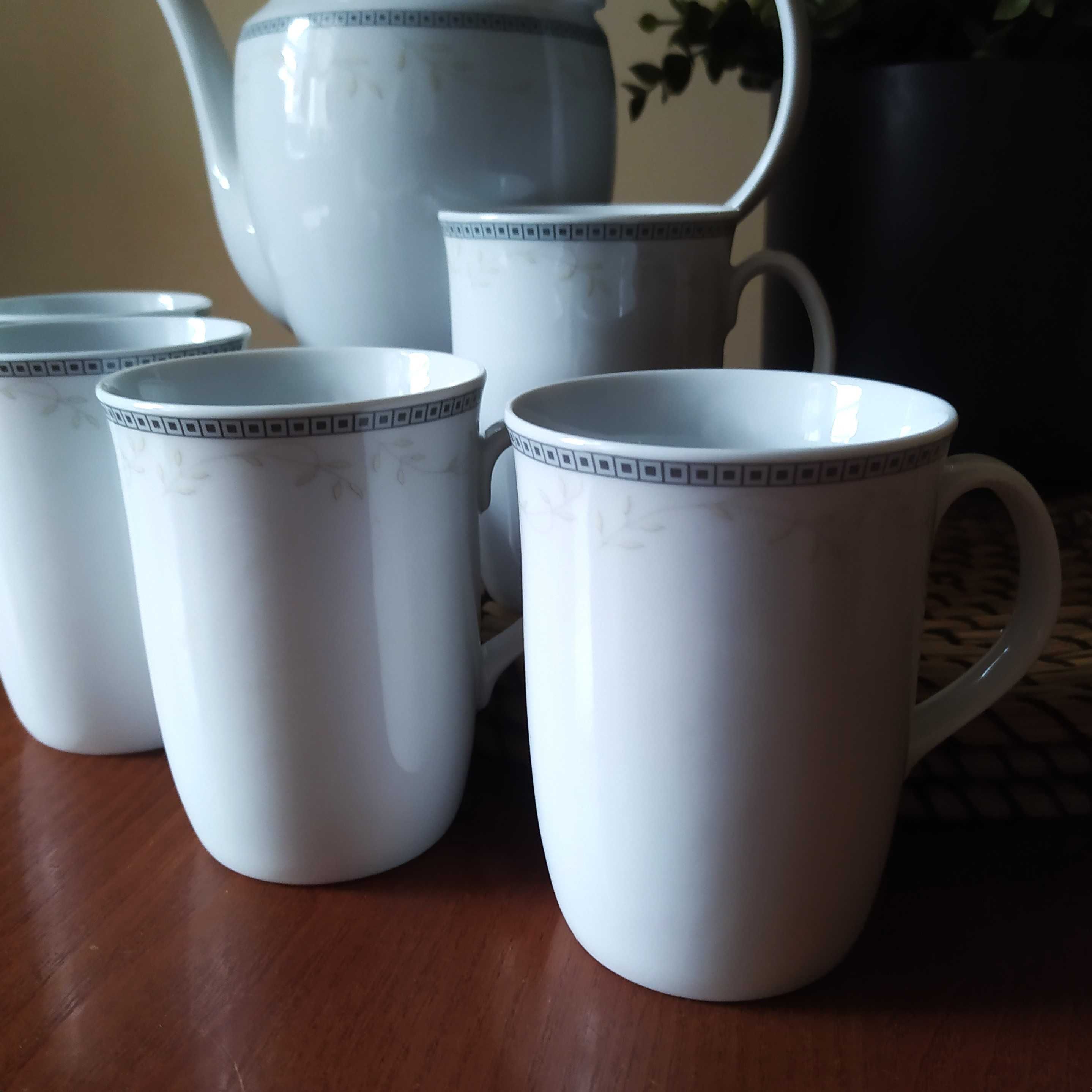 Porcelana Chodzież - Imbryk + 5 Kubków - Astra Line Marzenie Platynowe