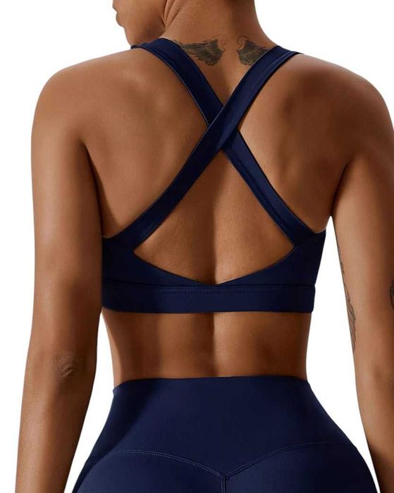 Топ спортивний Alo Yoga Airlift Suit Up Sports Bra Dark Blue