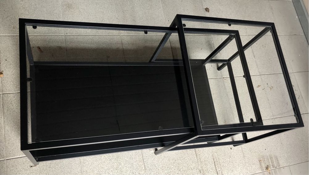 Zestaw 2 stolików kawowych szklanych loft seaford ława szklana