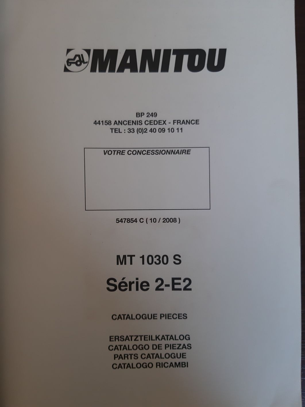 Katalog części Manitou MT 1030 S