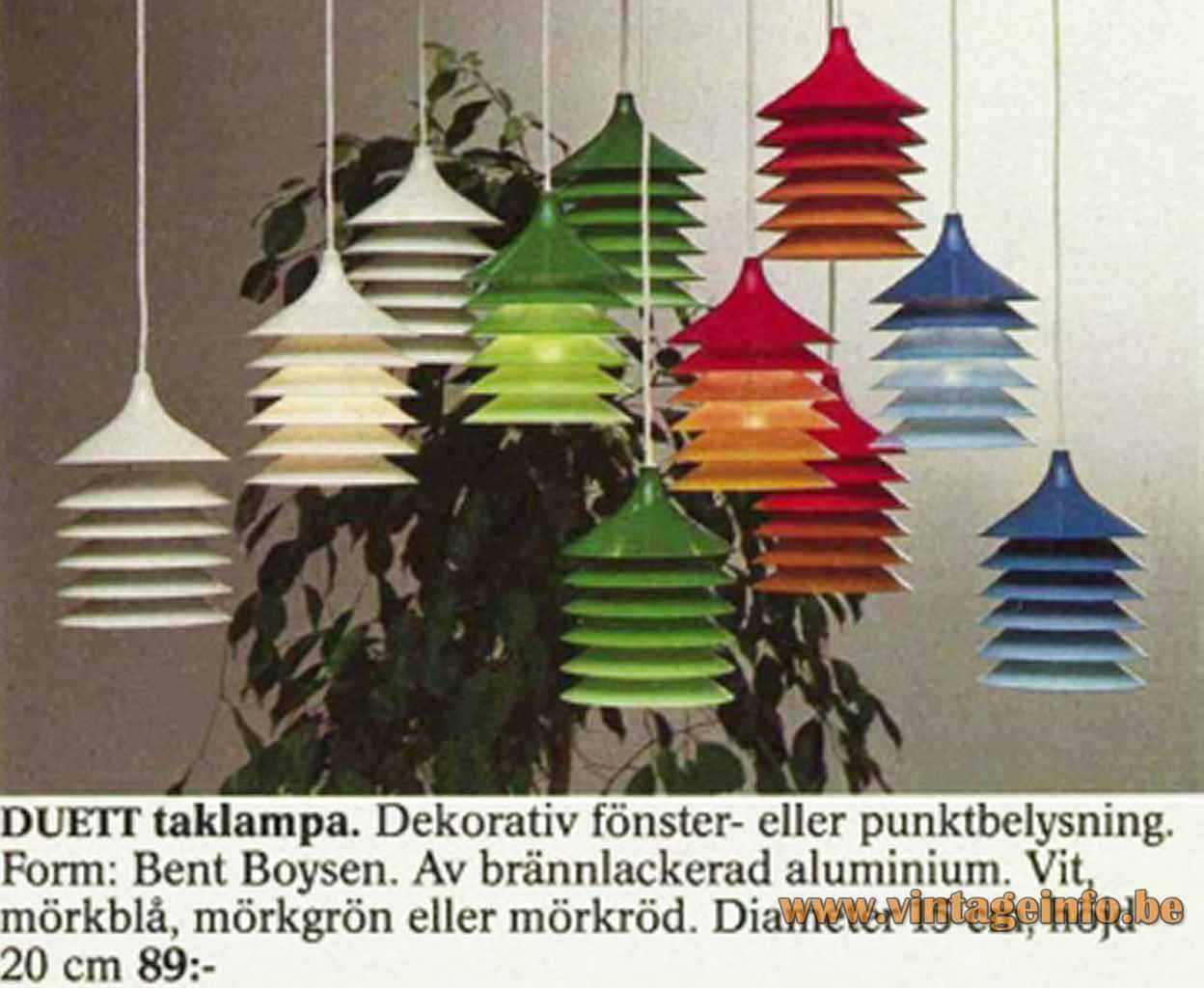 Par de candeeiros IKEA Duet T202 de Bent Gantzel Boysen, anos 80