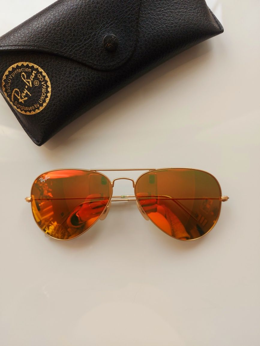 Okulary przeciwsłoneczne rayban ray-ban złote pomarańczowe