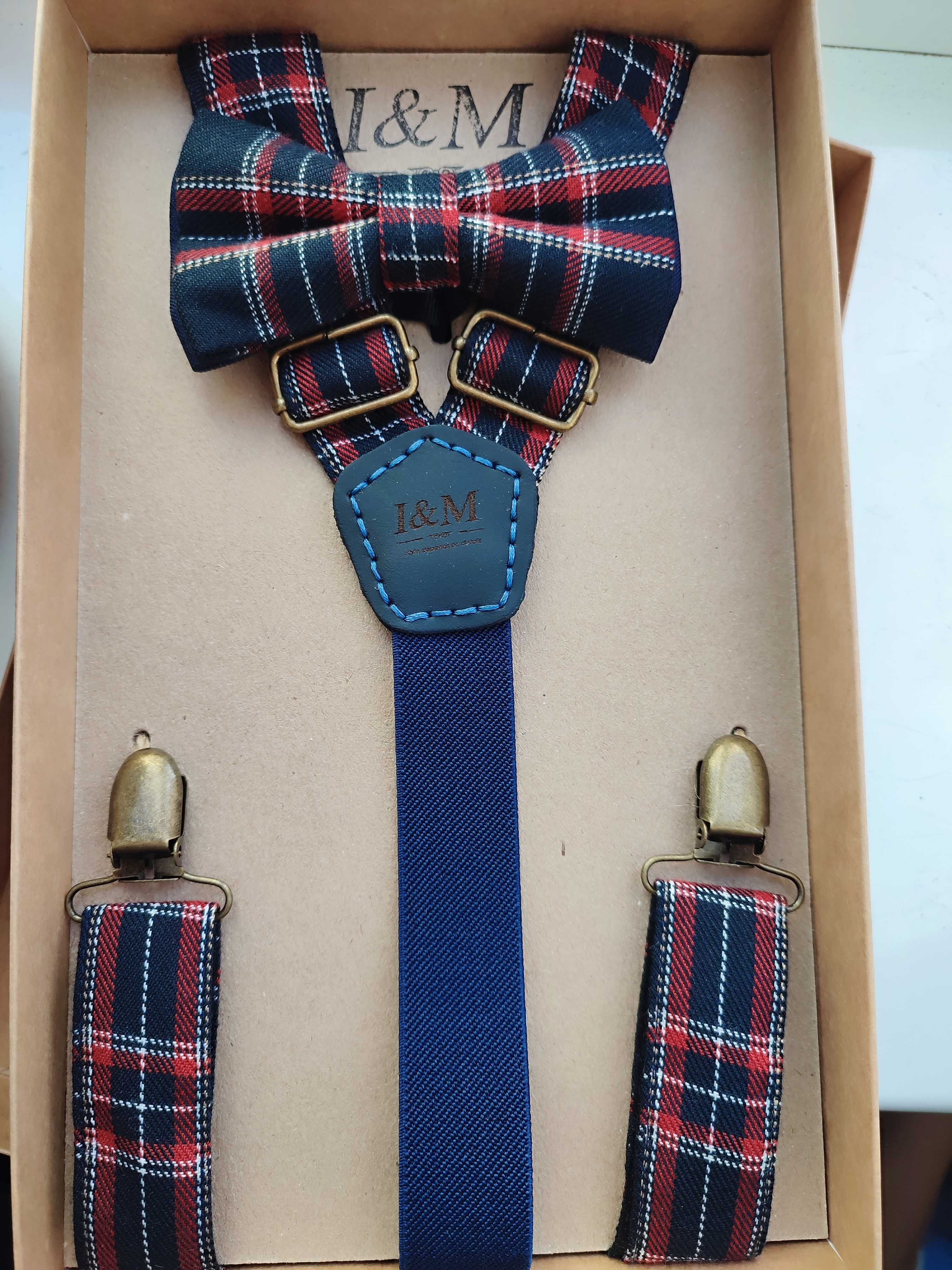 Новий набір I&M краватка-метелик та підтяжки для штанів унісекс