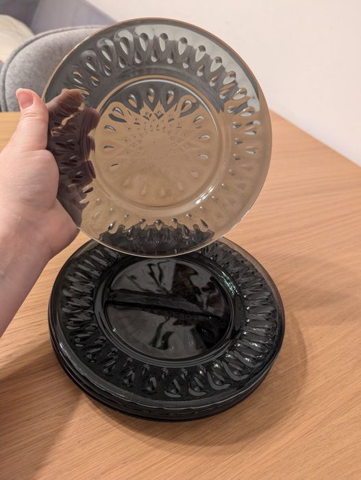 4x La Rochere LYONNAIS antracyt talerz śniadaniowy/deserowy szary szkl