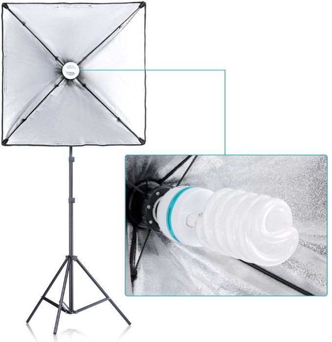 KIT estúdio fotografia 3 fundos algodão 3x3,6m com iluminação contínua