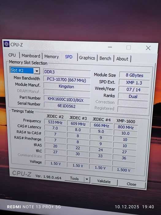 Pamięć RAM DDR3 16GB (2x8) 1600 CL10 Kingston HyperX Red