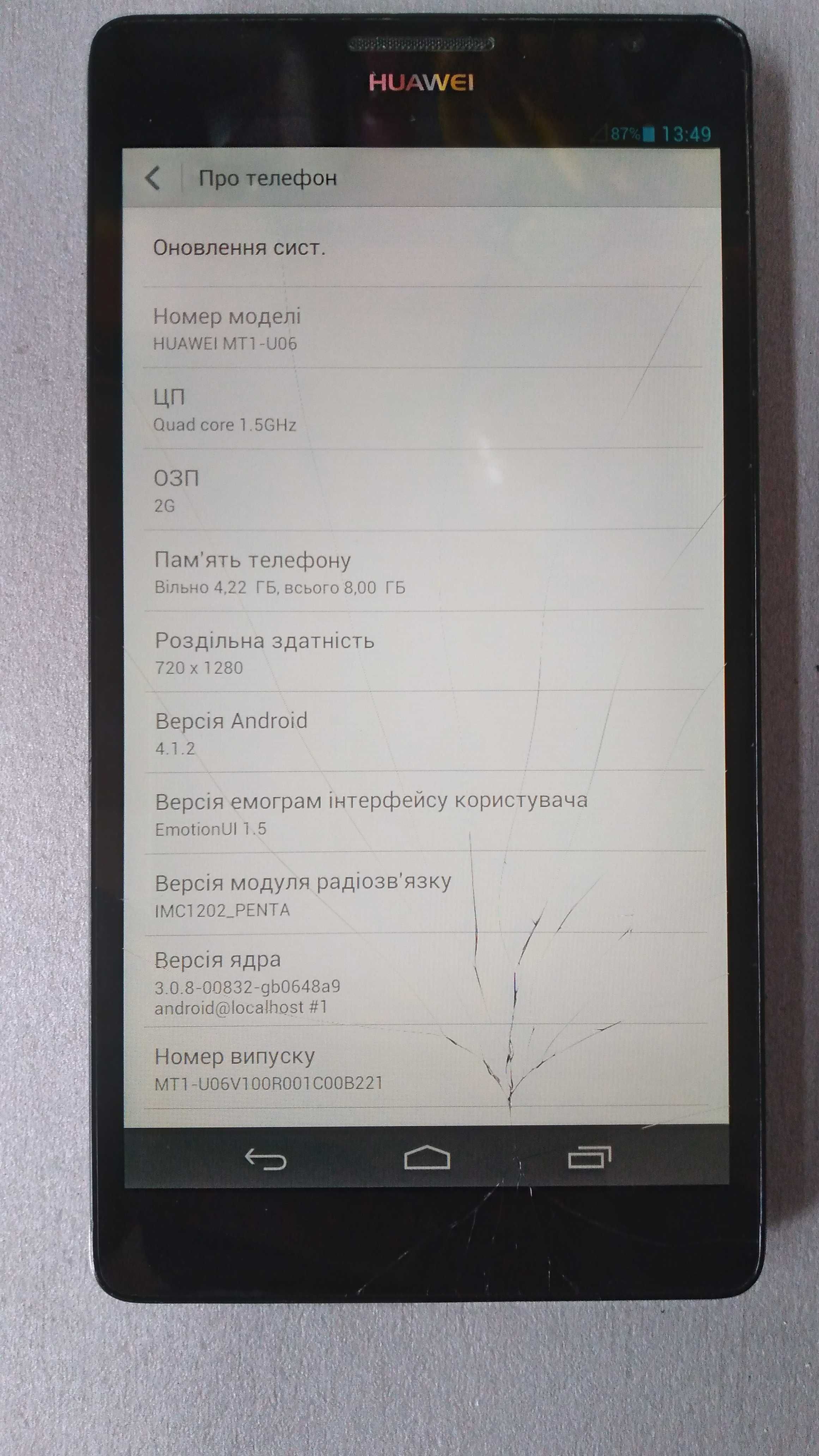 Huawei Ascend Mate MT1-U06 (на запчастини)