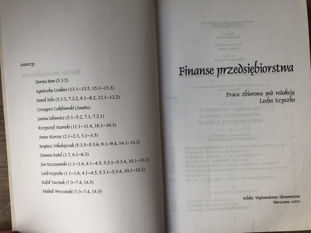 Finanse przedsiębiorstwa red. Lech Szyszko PWE 2000 jak NOWA