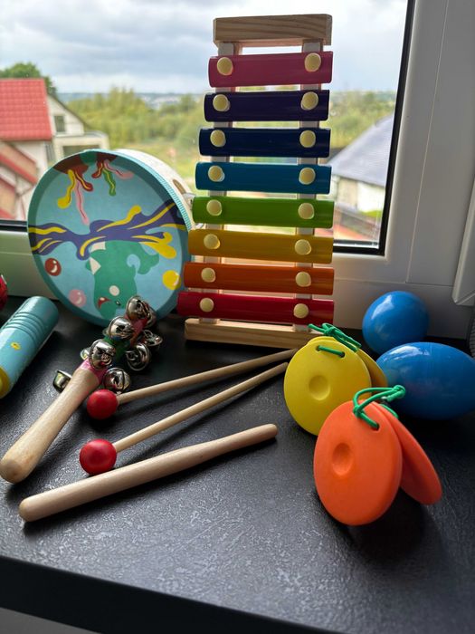 Instrumenty drewniane dla dzieci zestaw + plecak