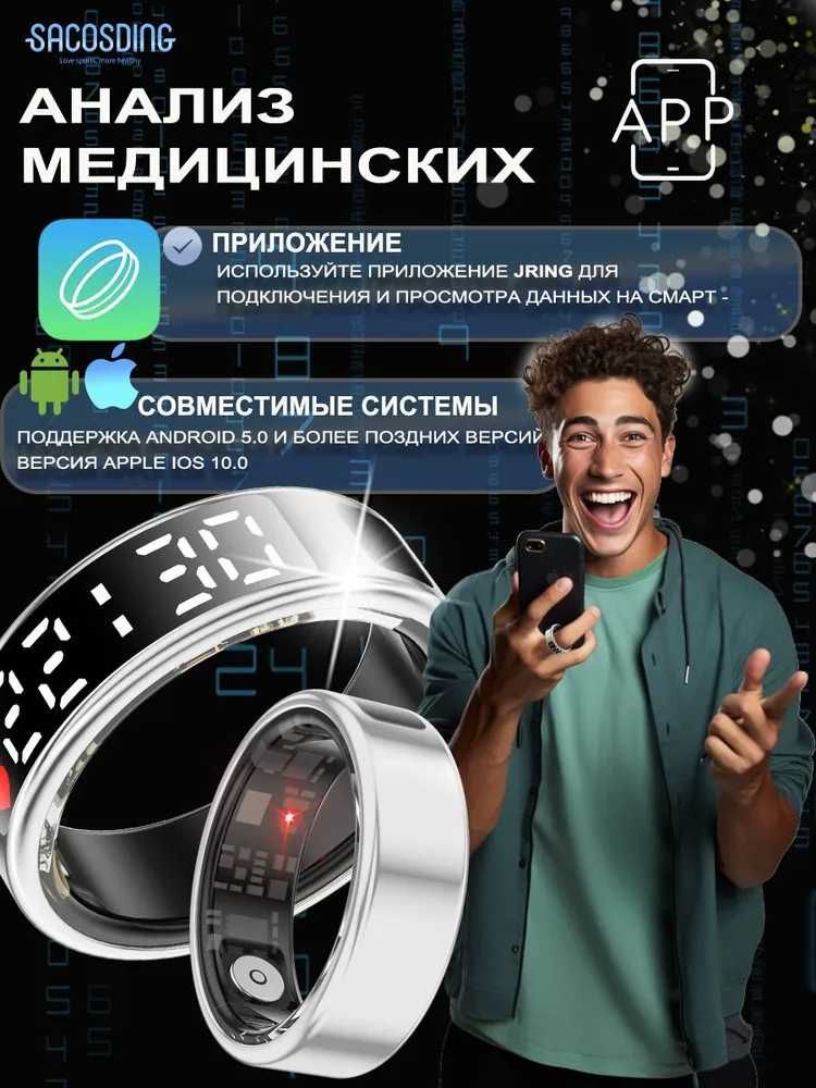 Смарт-кольцо, кільце, smart ring с дисплеем,