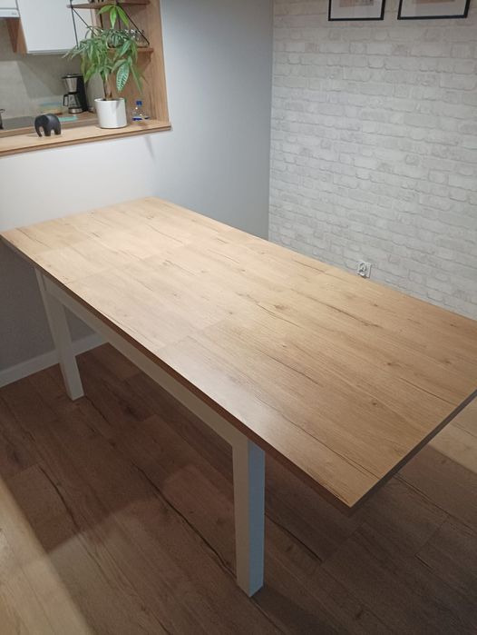 Stół rozkładany biały/ dąb 190cm
