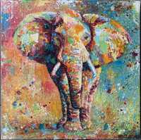Яскрава картина з акрилу слон в стилі попарт.