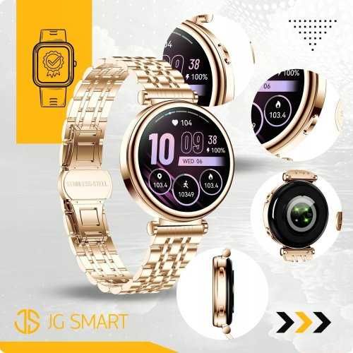 Smartwatch Damski  JGR-109 złoty Polskie Menu 1 silikonowa + 1 stalowa