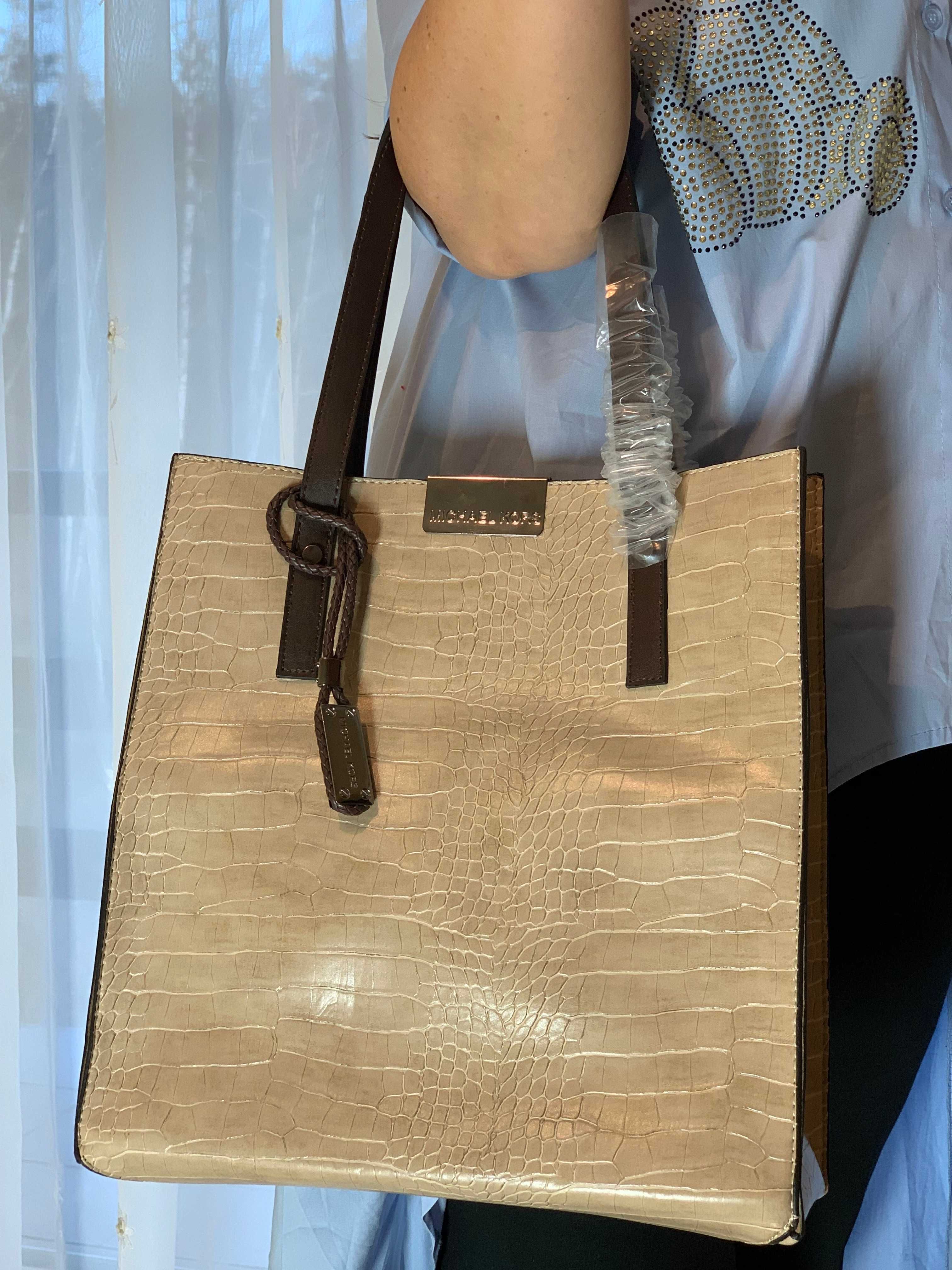 Torba Michael Kors shopper, beżowa -30%