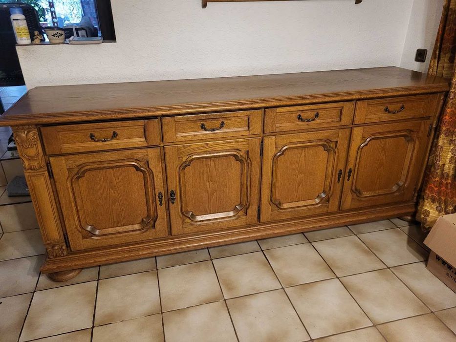 Duża komoda dębowa rzeźbiona dąb rustykalny