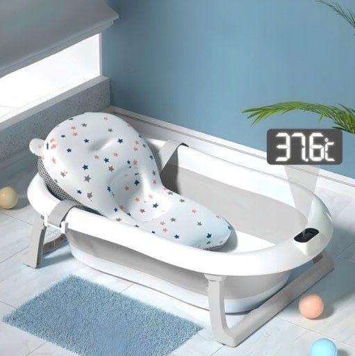 БЕЗ ПЕРЕДОПЛАТ! Дитяча складна ванночка з термометром та подушкою