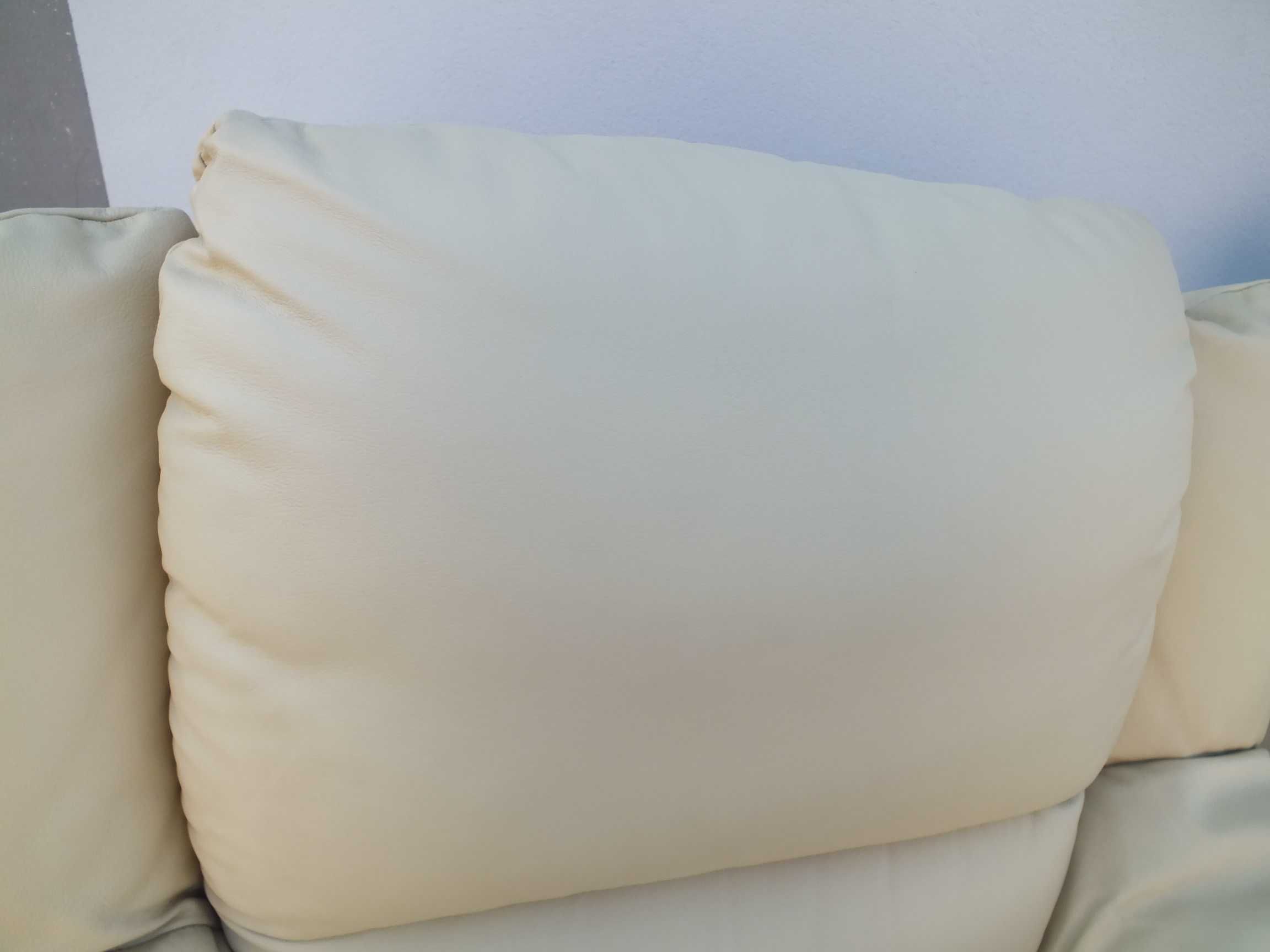 Zestaw kanap skórzanych 3+2+1 z funkcją relax kolor ecru.