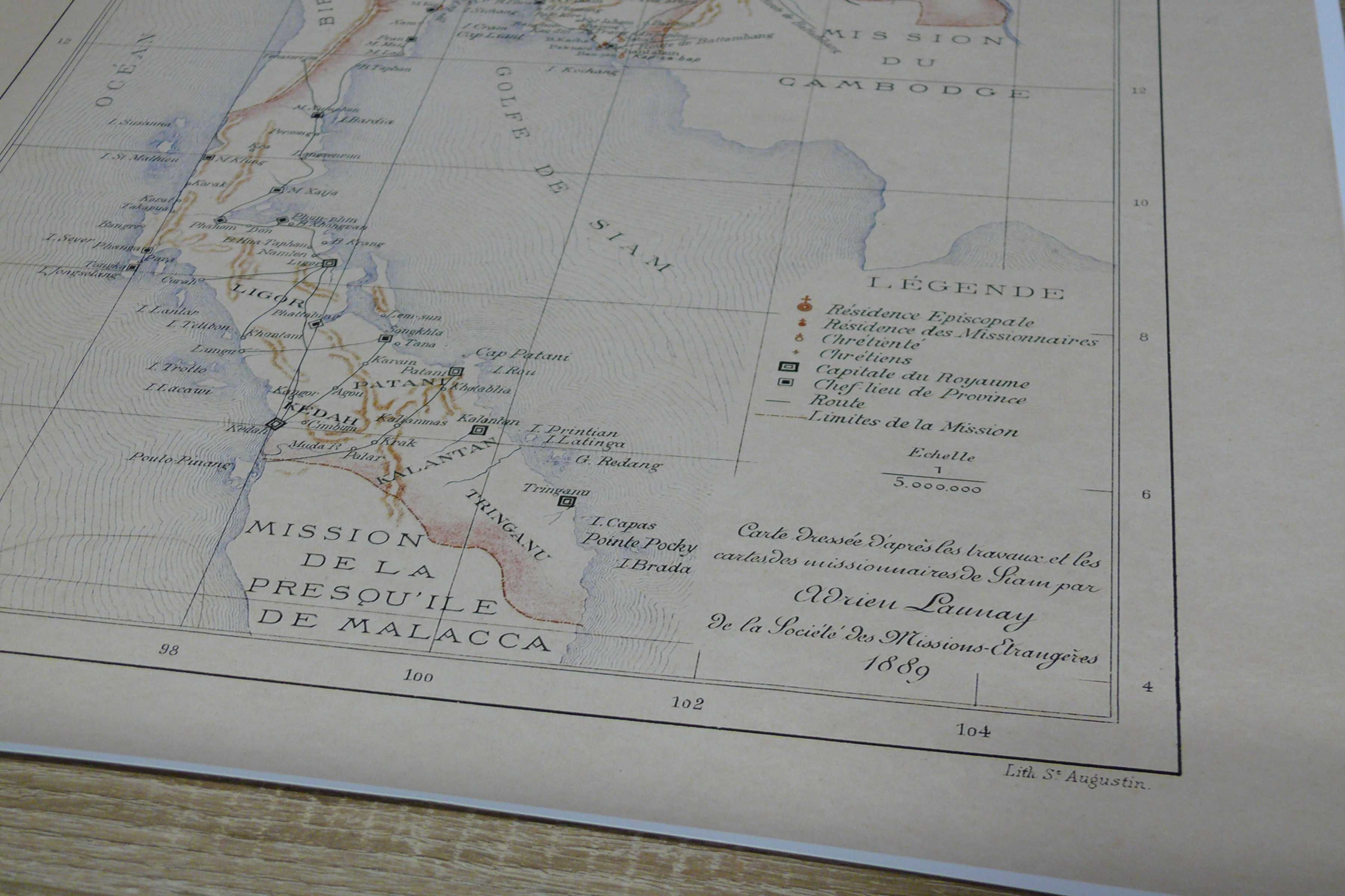 Mapa da Tailandia - Siam 1889