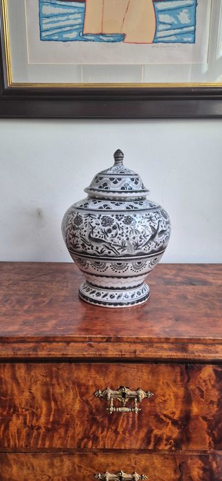 DUŻY ceramiczny wazon amfora ręcznie malowany Portugalia Berardos