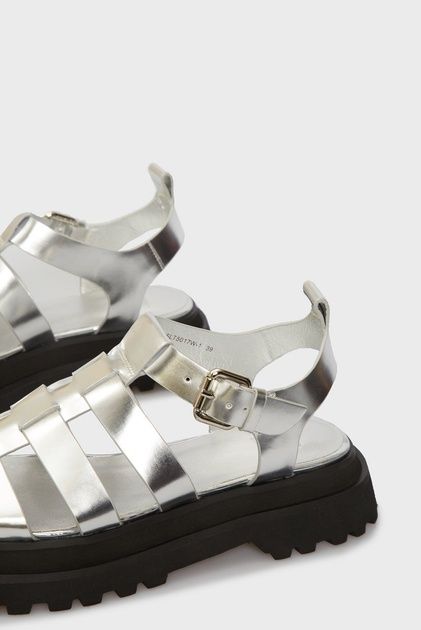 Жіночі сріблясті сандалі шкіряні Sam PRPY 37