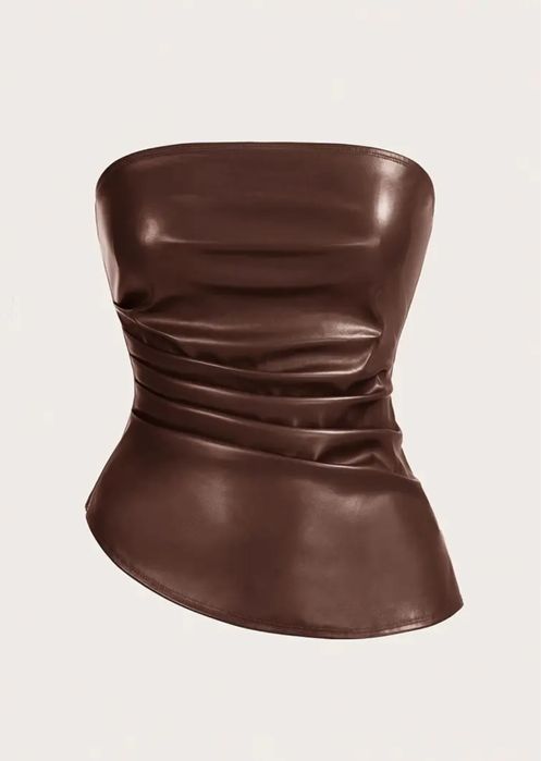 Коричневий бордо шкіряний топ хс С М розмір