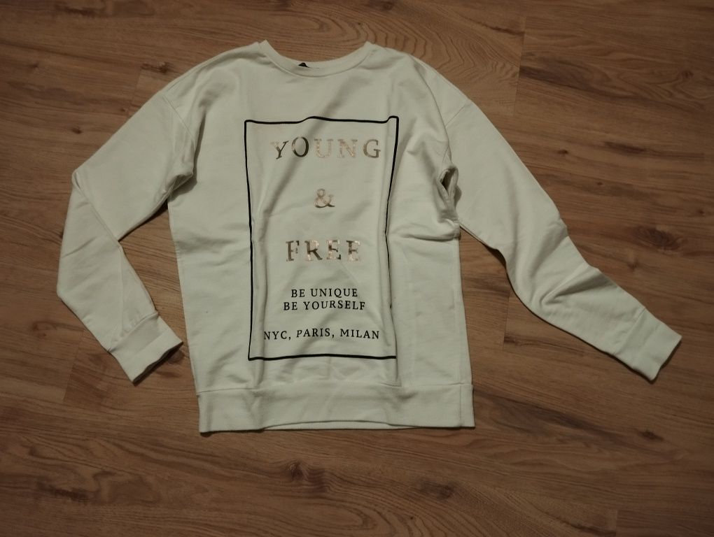 Jak nowa biała bluza z nadrukiem  Atmosphere r. 38 bdb. stan