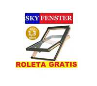 NOWE SkyFenster Okna dachowe 55x78 55x98 + Kołnierz + ROLETA GRATIS !