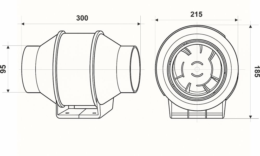 Wentylator kanałowy liniowy plastikowy 100 mm  cichy i wydajny