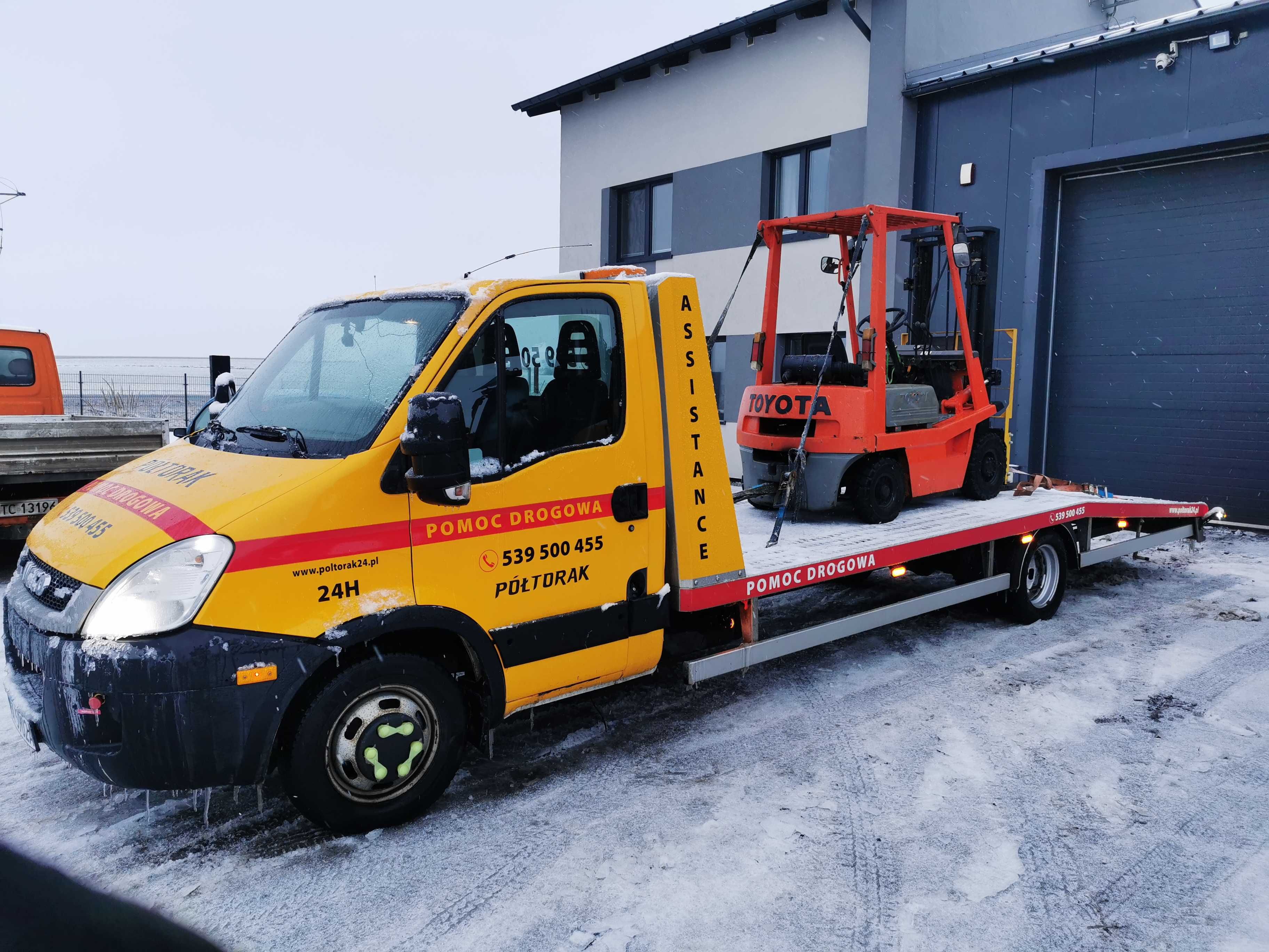 Transport pojazdów, maszyn rolniczych i budowlanych. Pomoc drogowa 24h