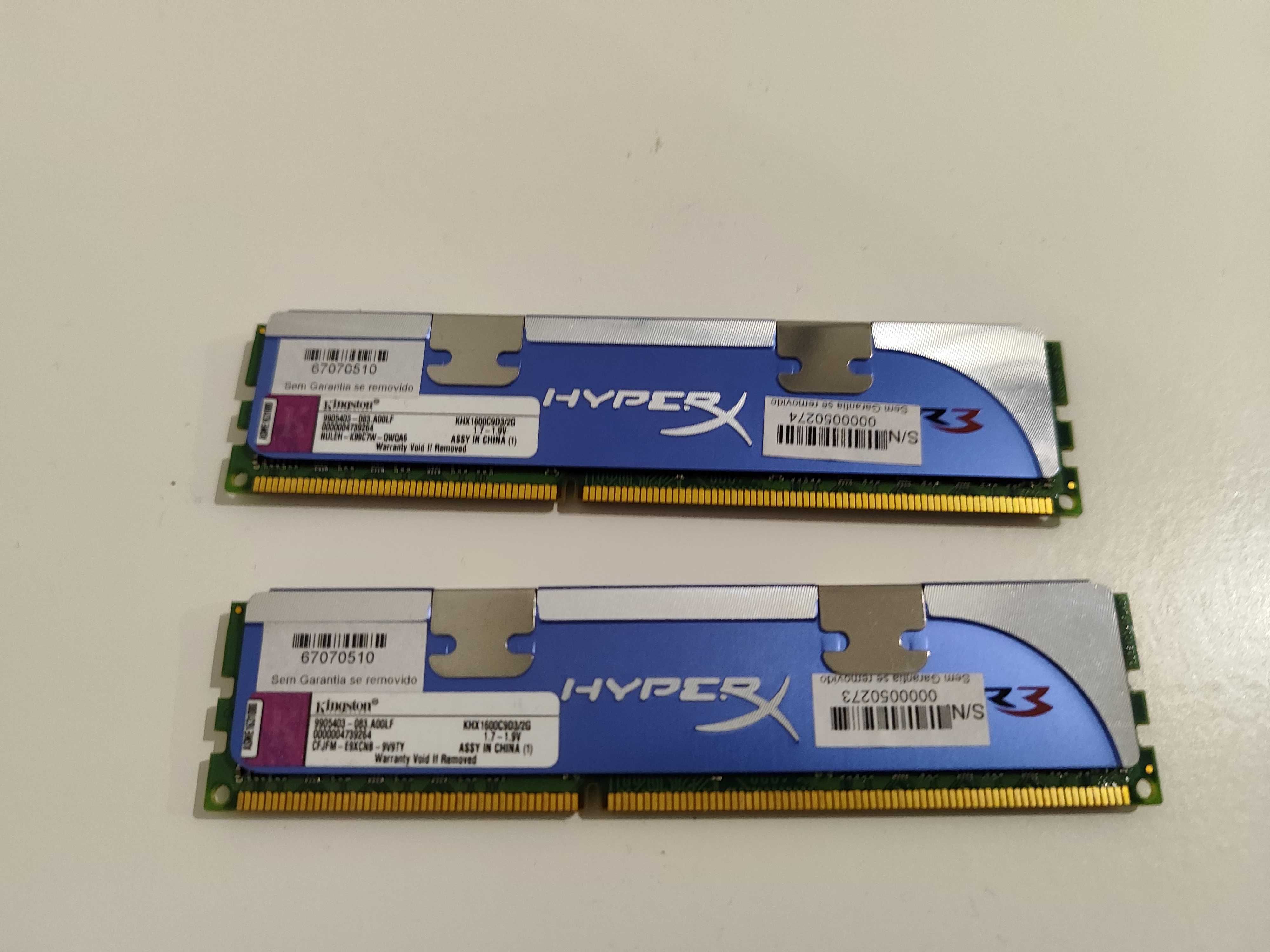 2 Memórias RAM DDR3 2GB HyperX