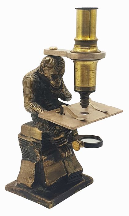 Brass reproduction of a “monkey microscope”