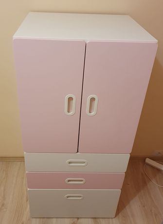 Regał IKEA SMASTAD - 3 szuflady i szafka, biały + róż