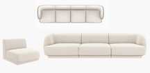 Modułowa sofa kanapa 4 os. Miley Micadoni welur jasny beż 330x90x70cm